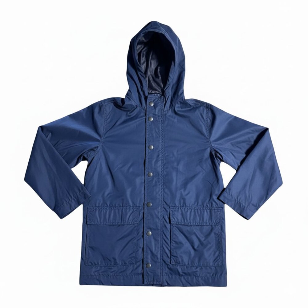 Old Navy Boy's Hooded Windbreaker Jacket Zip & Snap Closer Pockets Navy XL NEW